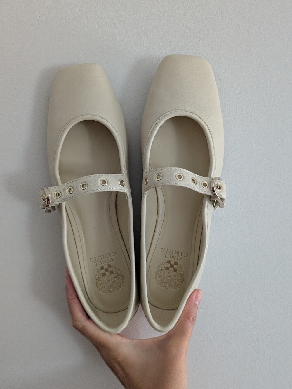 Vince Camuto Cream Mary Jane Flats